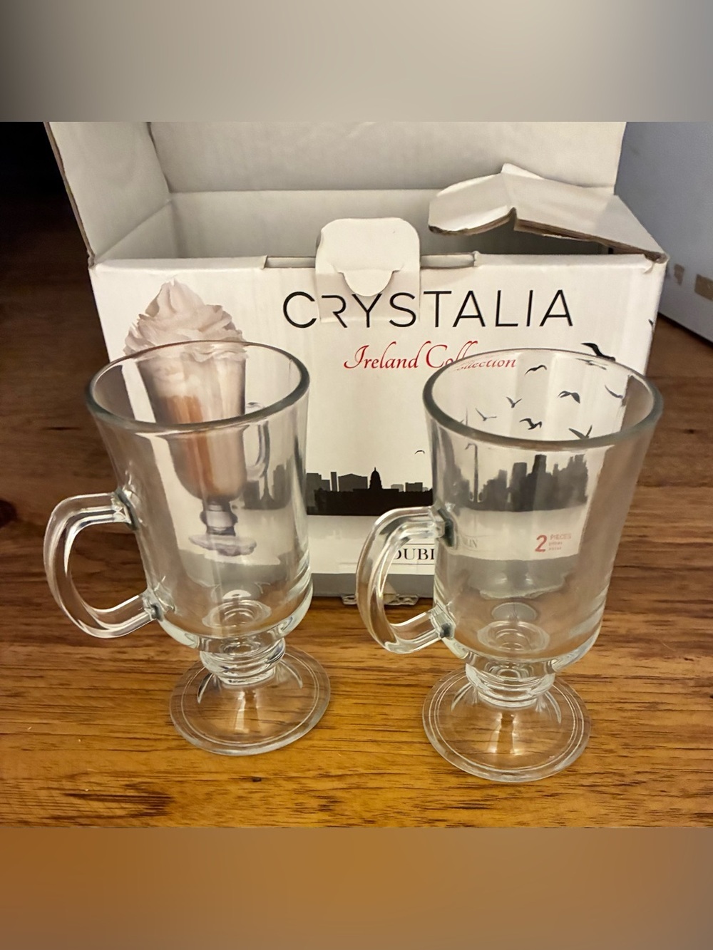 Crystalia Ireland Collection Glass Irish Coffee Mugs (Set of 2)